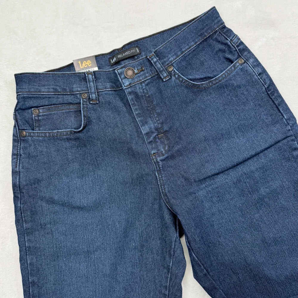 Lee Relaxed Fit Straight Leg Jeans Premium Rinse Indigo Blue 8 Short